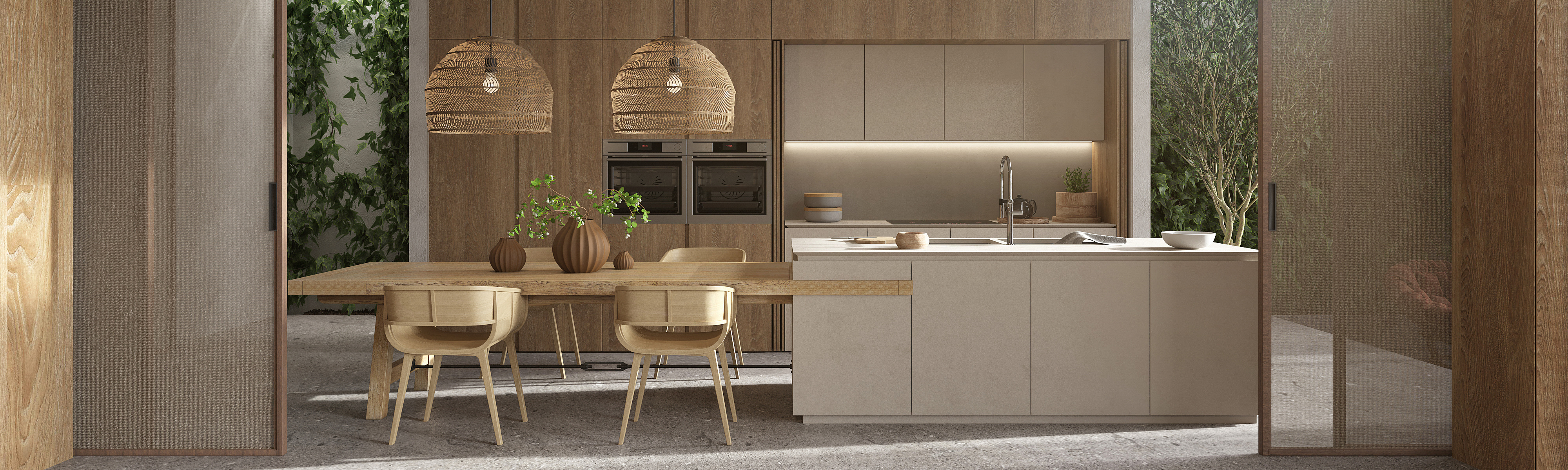 Modern interior  scandinavian design kitchen and dining